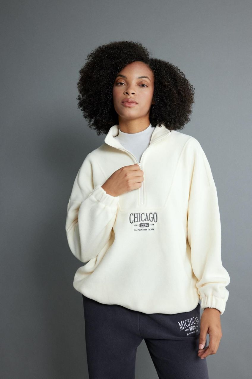 DEFACTO Oversize Fit Half Zipper Fleece Sweatshirt