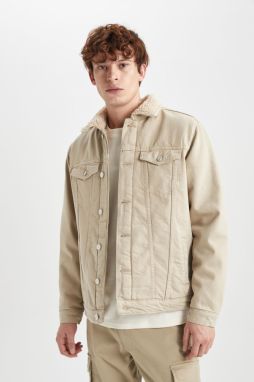 DEFACTO Slim Fit Faux Fur Collar Jean Jacket