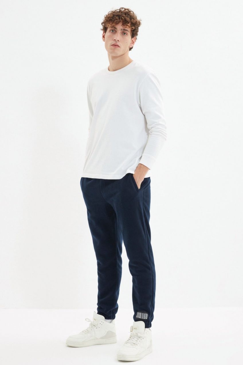 Trendyol Navy Blue Regular/Normal Cut Elastic Leg Inside Polar/Warm Sweatpants