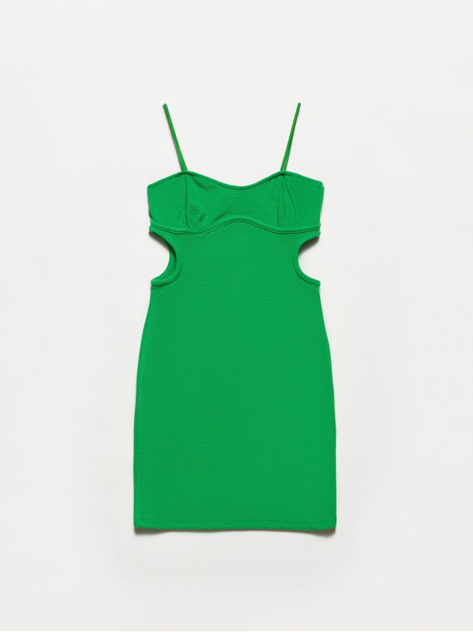 Dilvin 90394 Window Detail Mini Dress-dark Green