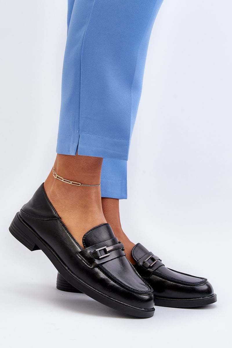 Women's leather loafers black Nurea