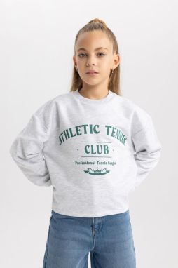 DEFACTO Girl's Crew Neck Printed Sweatshirt