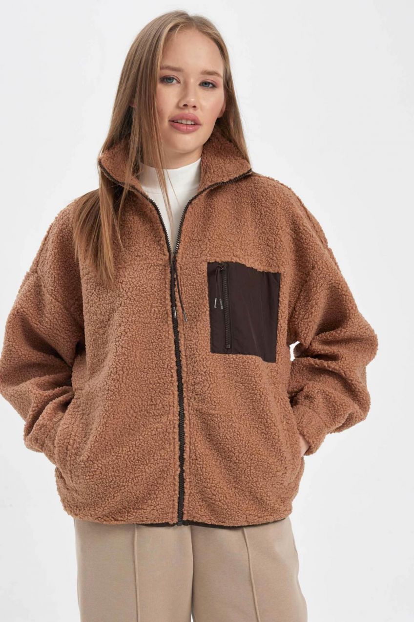 DEFACTO Coool Oversize Fit Plush Cardigan