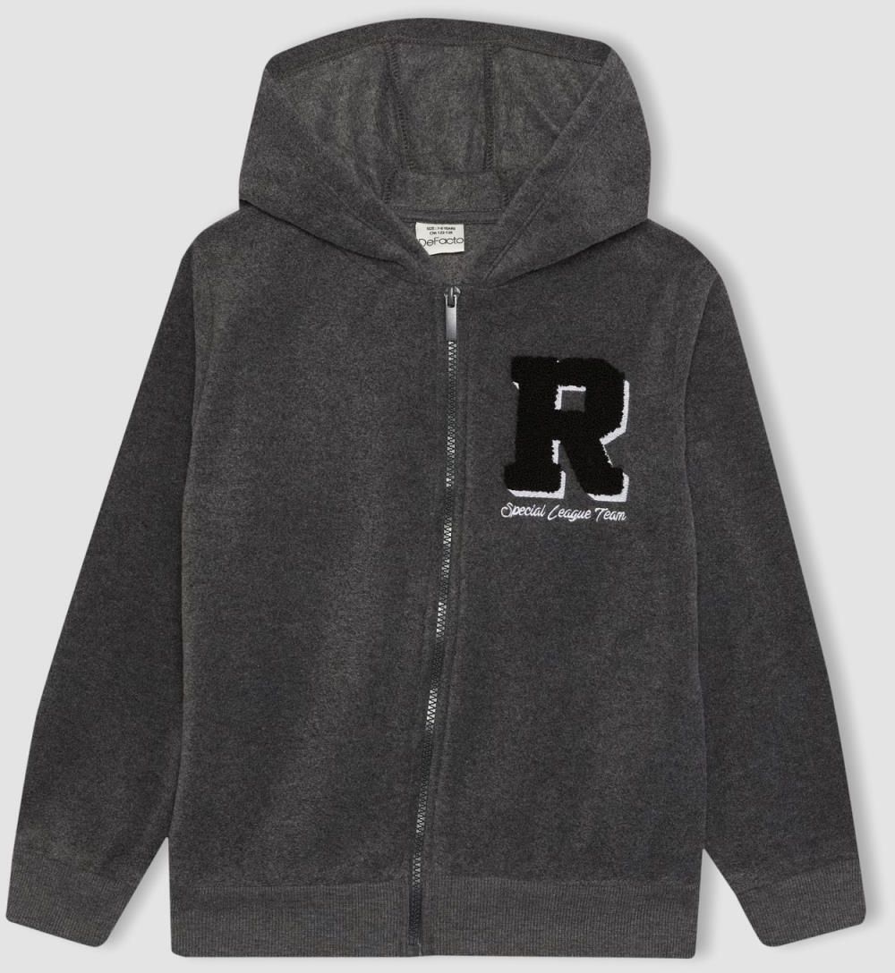 DEFACTO Boy's Hooded Fleece Zippered Sweatshirt