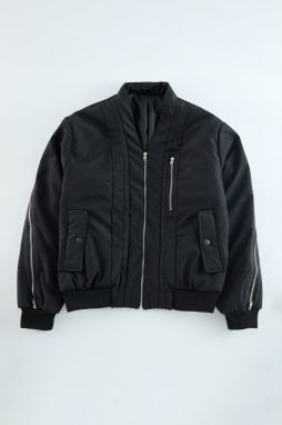 Trendyol Limited Edition Black Oversize Fit Zipper Detail V Neck Coat