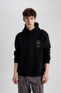 DEFACTO Discovery Channel Relax Fit Hooded Thick Sweatshirt
