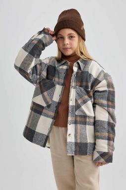 DEFACTO Girl's Checked Flannel Long Sleeve Shirt