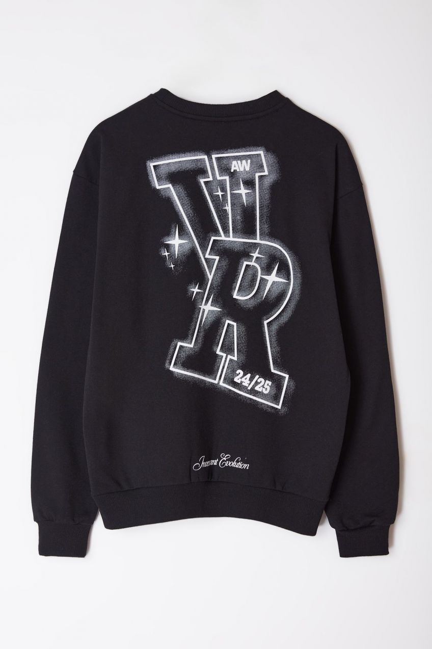 Trendyol Black Oversize/Wide Cut Letter Printed Sweatshirt