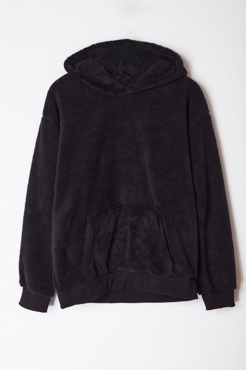 Trendyol Black Oversize/Wide Cut Basic Plush Sweatshirt