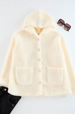 Trendyol Curve Beige Regular Fit Unlined Plush Soft Seasonal Thin Coat