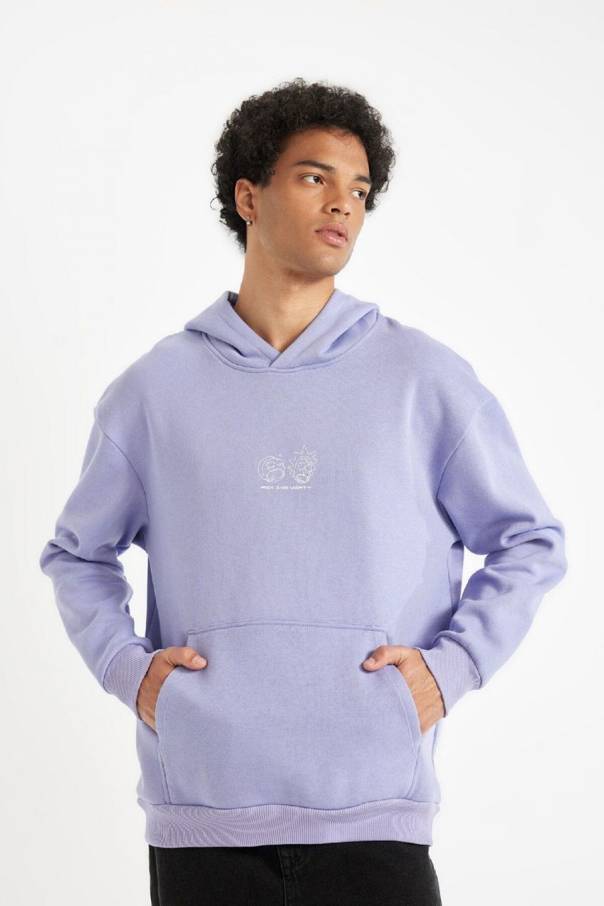 DEFACTO Rick And Morty Boxy Fit Hooded Sweatshirt