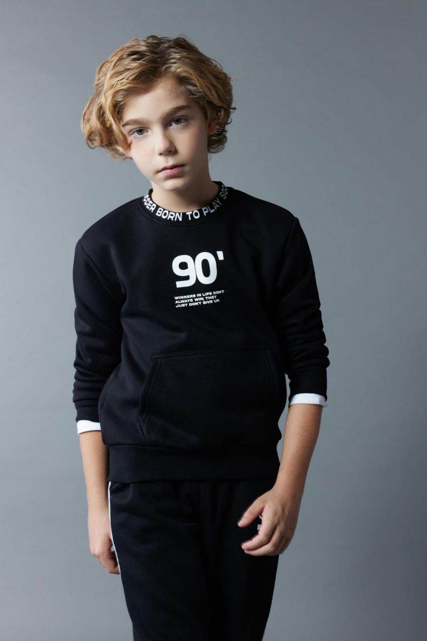 DEFACTO Boy Printed Crew Neck Thick Sweatshirt