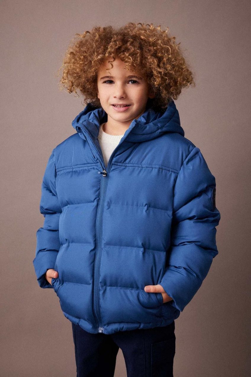 DEFACTO Boy's Water Repellent Hooded Puffer Jacket
