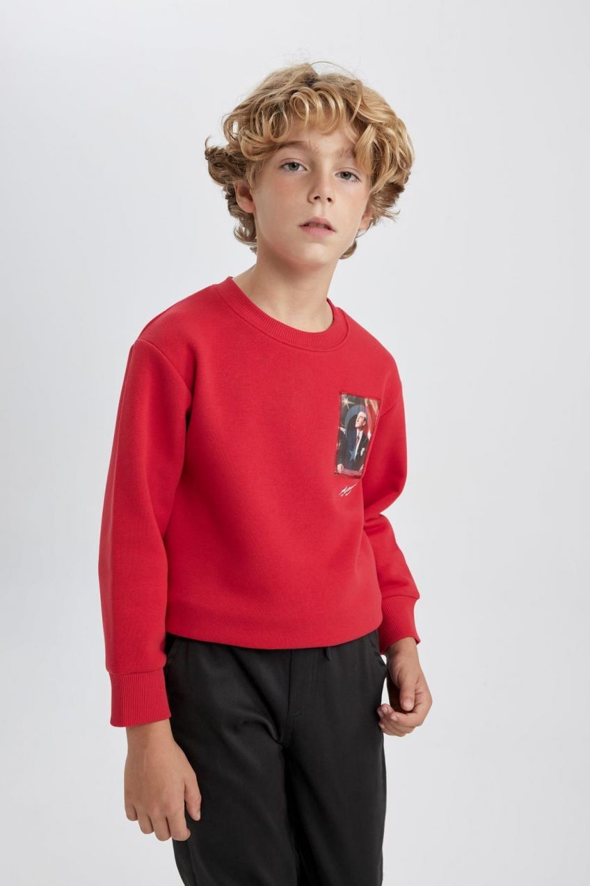 DEFACTO Oversized Red Hooded Sweatshirt