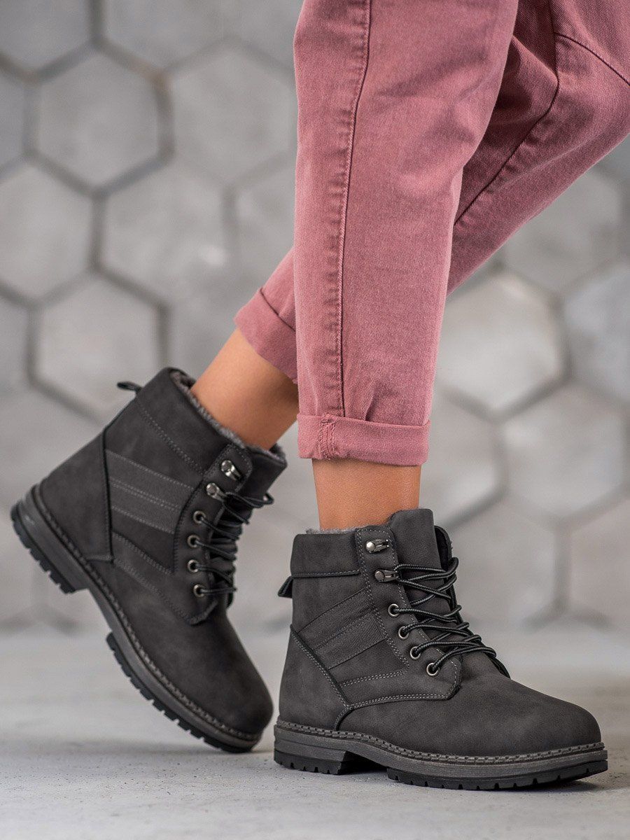Women's winter ankle boots - gray,