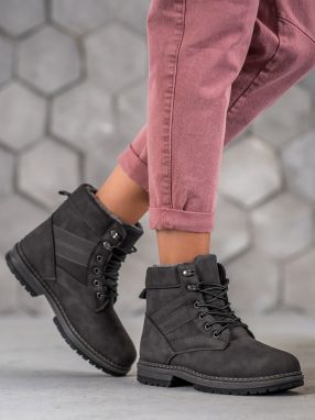 Women's winter ankle boots - gray,