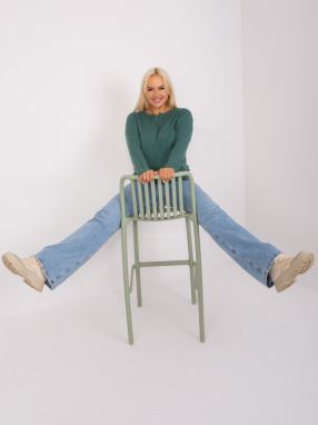 Dark green classic plus size sweater with viscose