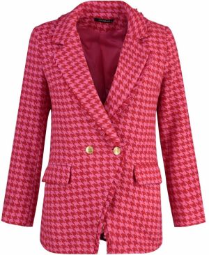 Trendyol Fuchsia Tweed Regular Lined Double Breasted Closure Woven Houndstooth Blazer Jacket
