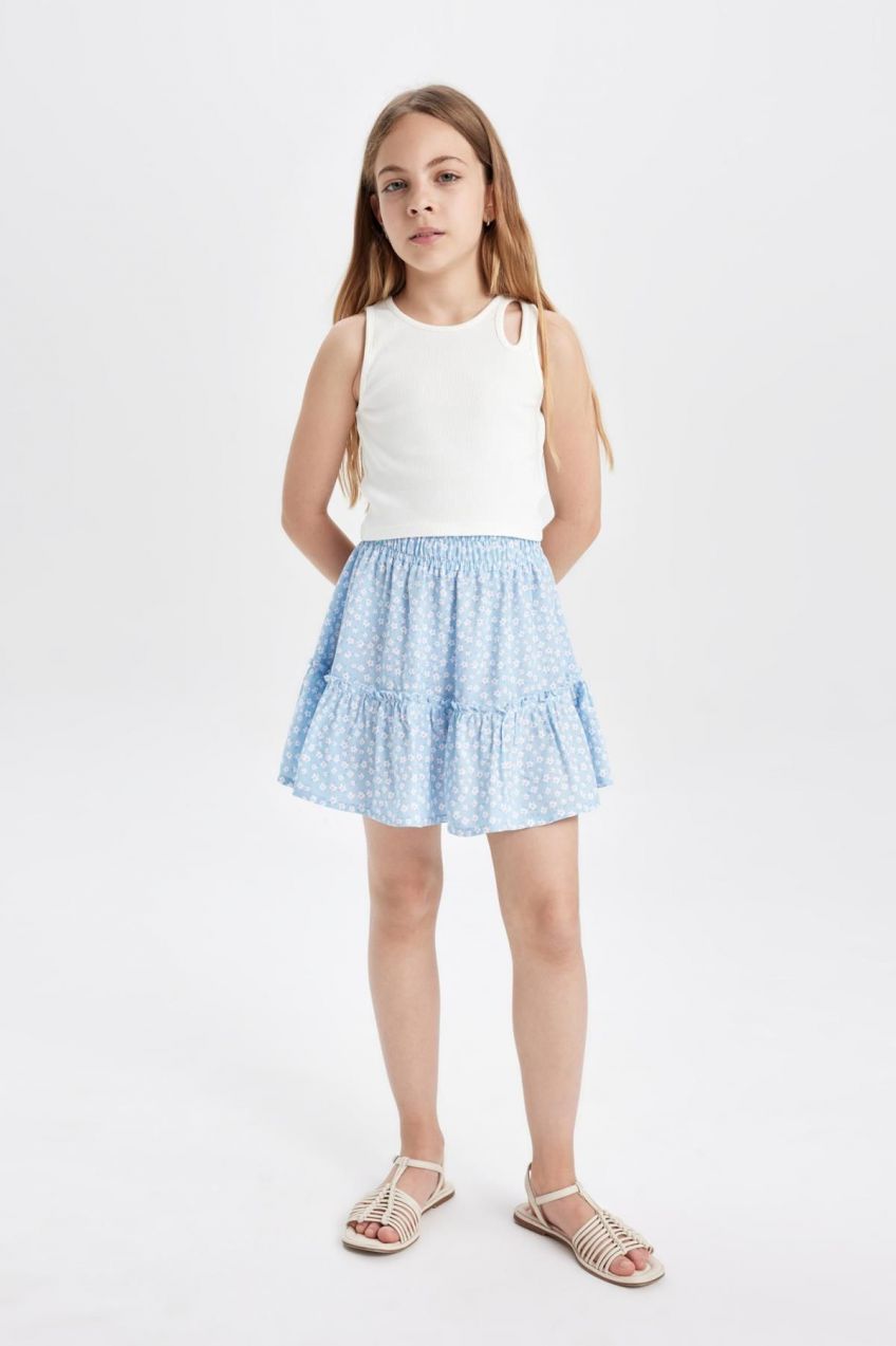 DEFACTO Girl's Floral Viscose Skirt