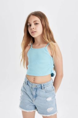 DEFACTO Girl's Crew Neck Basic Tank Top
