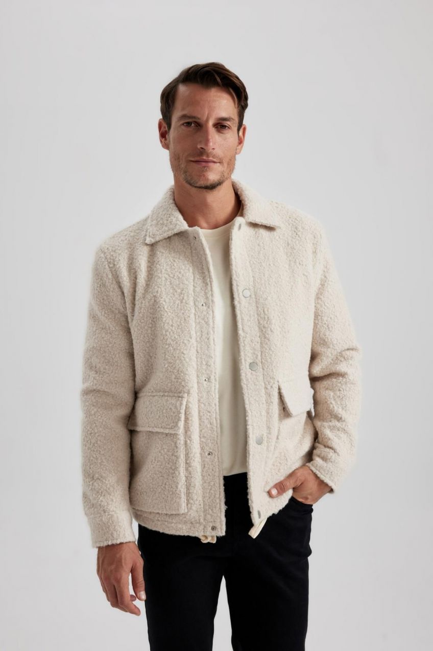 DEFACTO Relax Fit Polo Collar Lined Coat