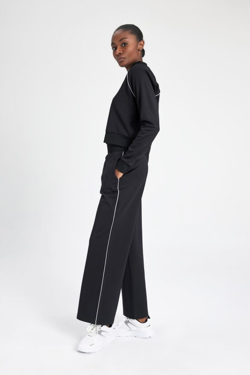 DEFACTO Fit Wide Leg Pocketed Wide Leg Standard Pique Sweatpants