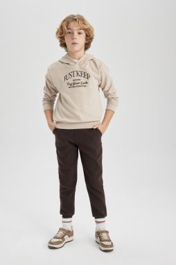 DEFACTO Boy's Hooded Printed Sweatshirt Sweatpants 2-Piece Set