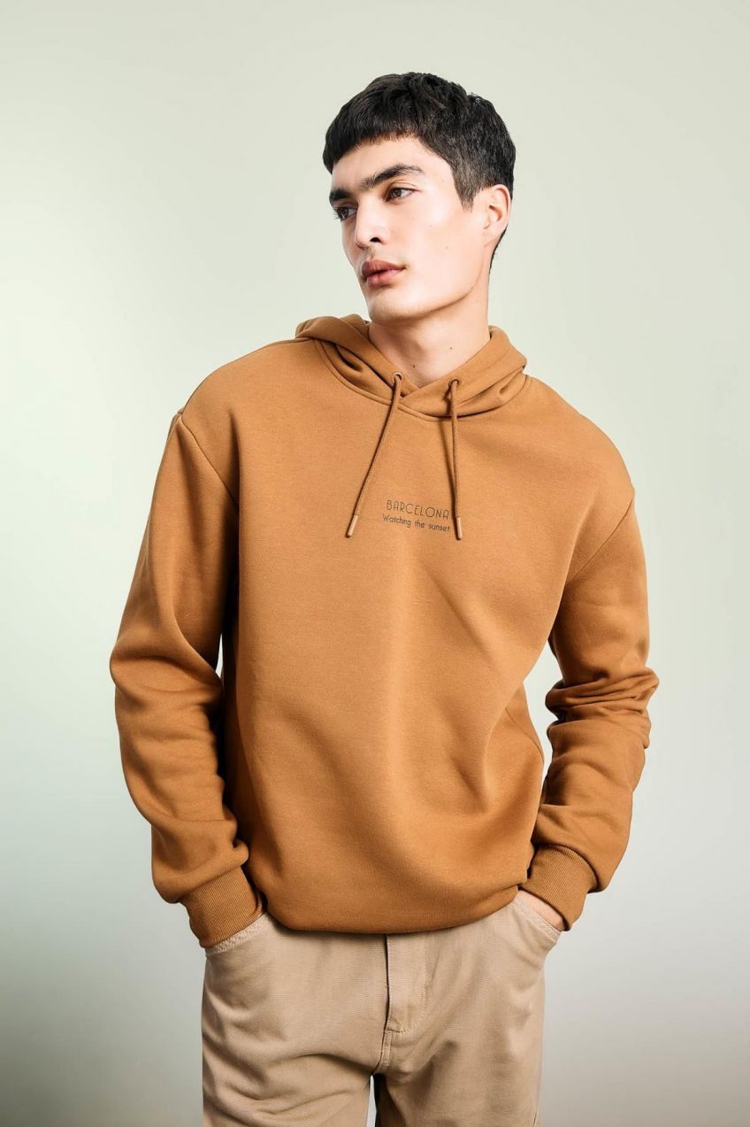 DEFACTO Relax Fit Hooded Printed Thick Sweatshirt