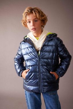 DEFACTO Boy's Water Repellent Hooded Fleece Lined Coat