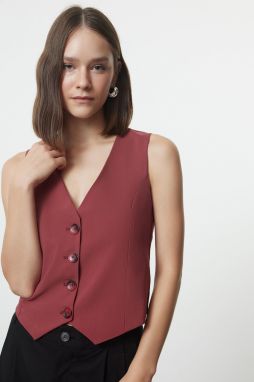 Trendyol Claret Red Premium Buttoned Woven Vest