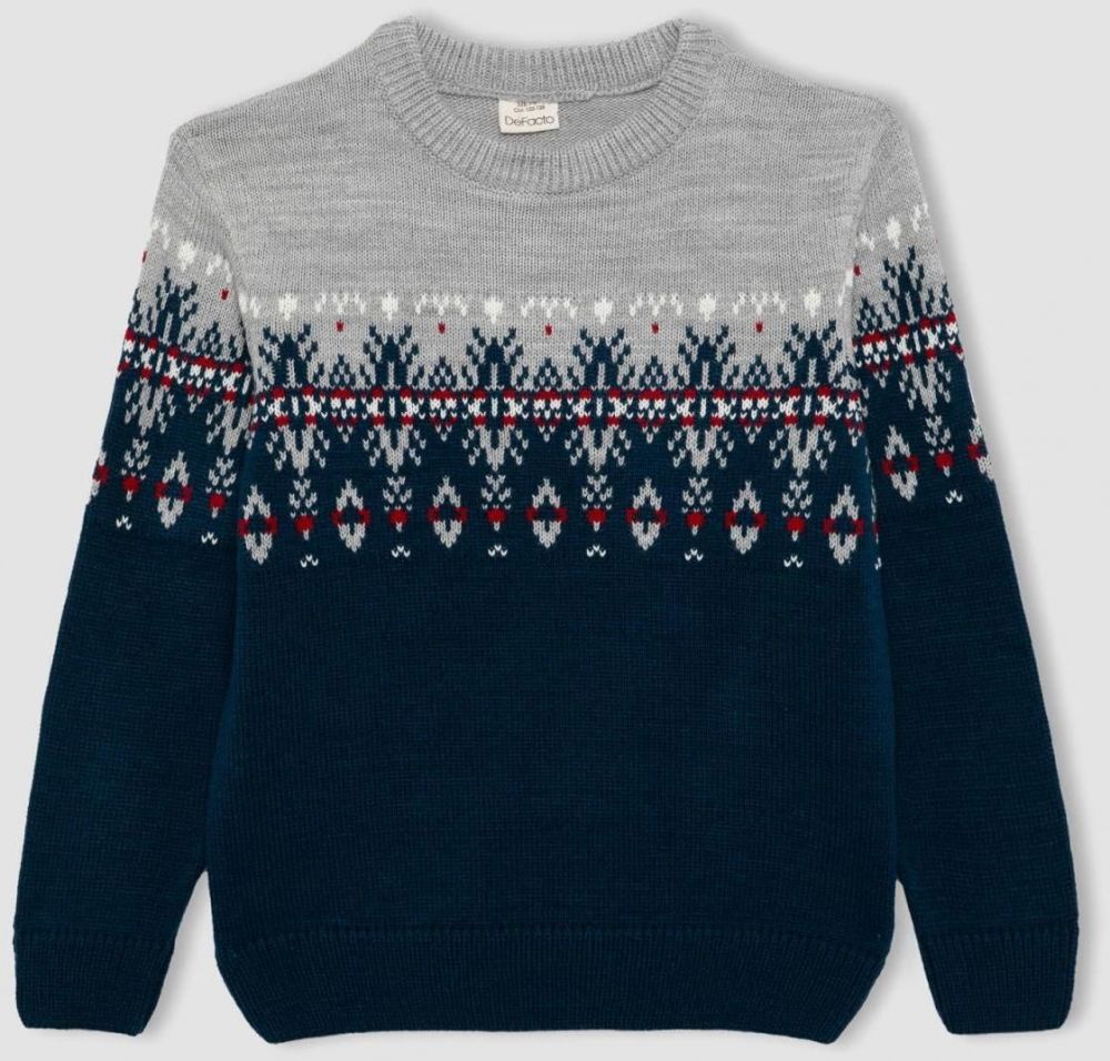 DEFACTO Boy's New Year's Themed Crew Neck Sweater