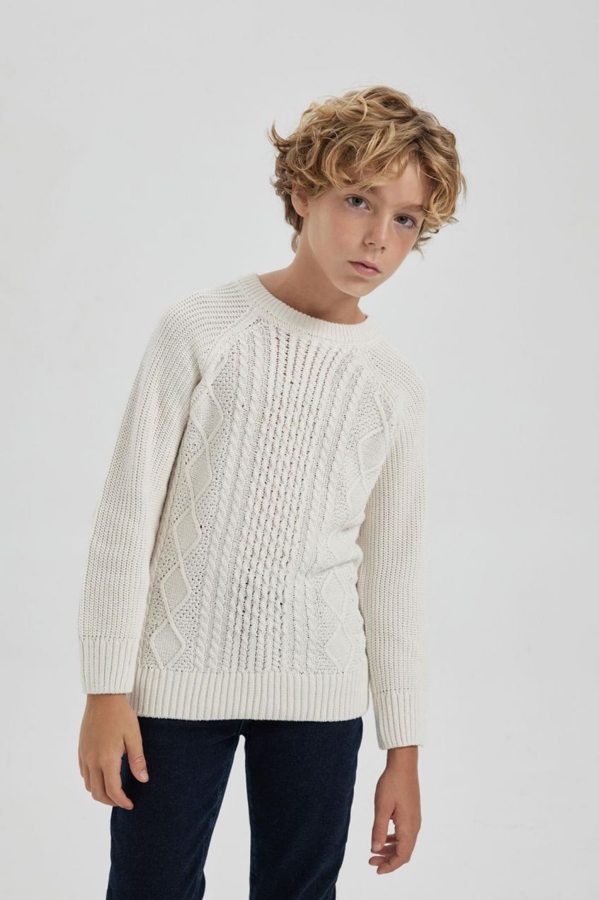 DEFACTO Boy's Crew Neck Knitwear Sweater