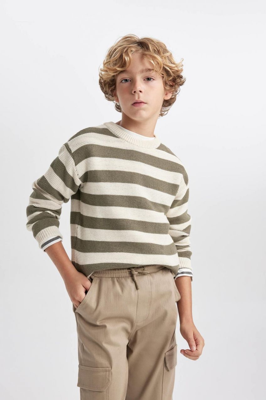 DEFACTO Boy's Crew Neck Knitwear Sweater