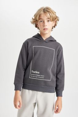 DEFACTO Boy's Hooded Printed Thick Sweatshirt