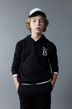 DEFACTO Boy's Hooded Printed Thick Sweatshirt