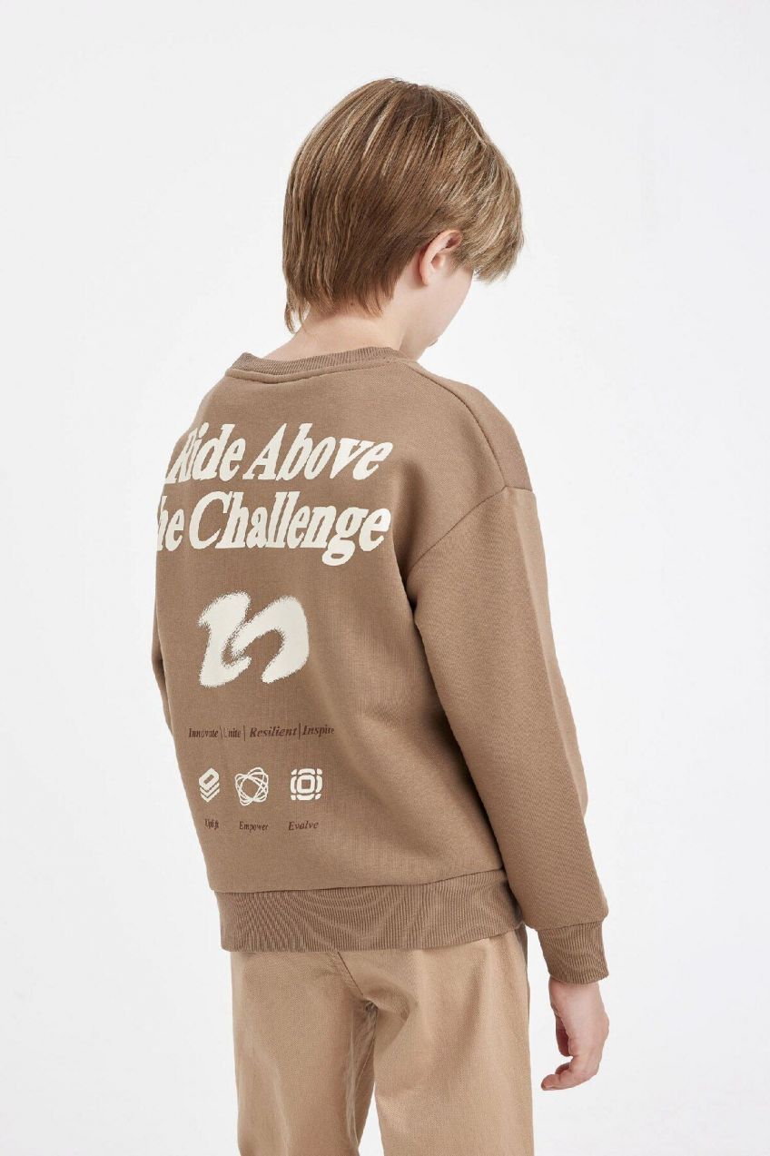 DEFACTO Boy Oversize Fit Crew Neck Printed Sweatshirt