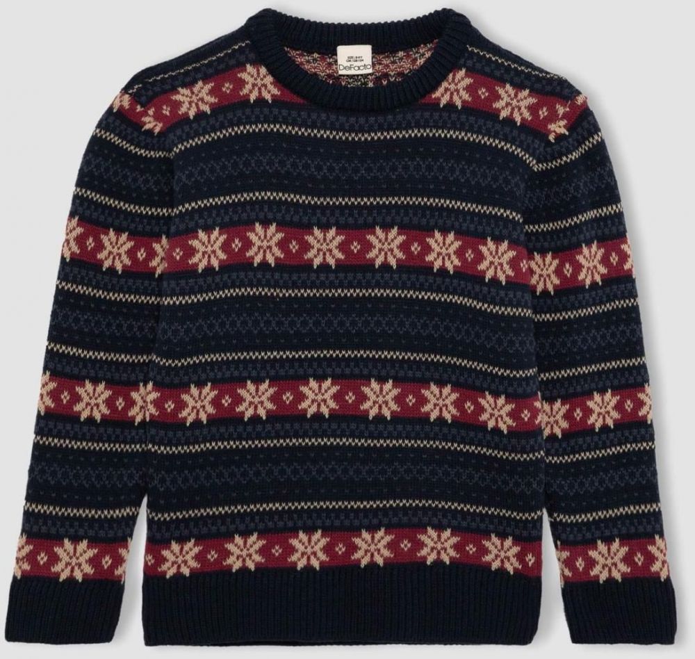 DEFACTO Boy's New Year's Themed Crew Neck Sweater