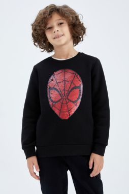 DEFACTO Boys Marvel Spiderman Sequined Crew Neck Sweatshirt
