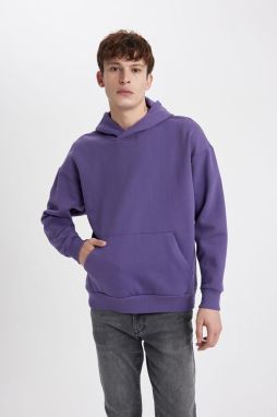 DEFACTO Oversize Fit Hooded Kangaroo Pocket Soft Fluffy Inner Sweatshirt