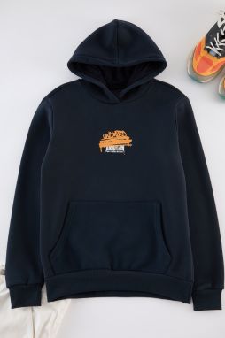 Trendyol Navy Blue Regular Cut Back Printed Sweatshirt