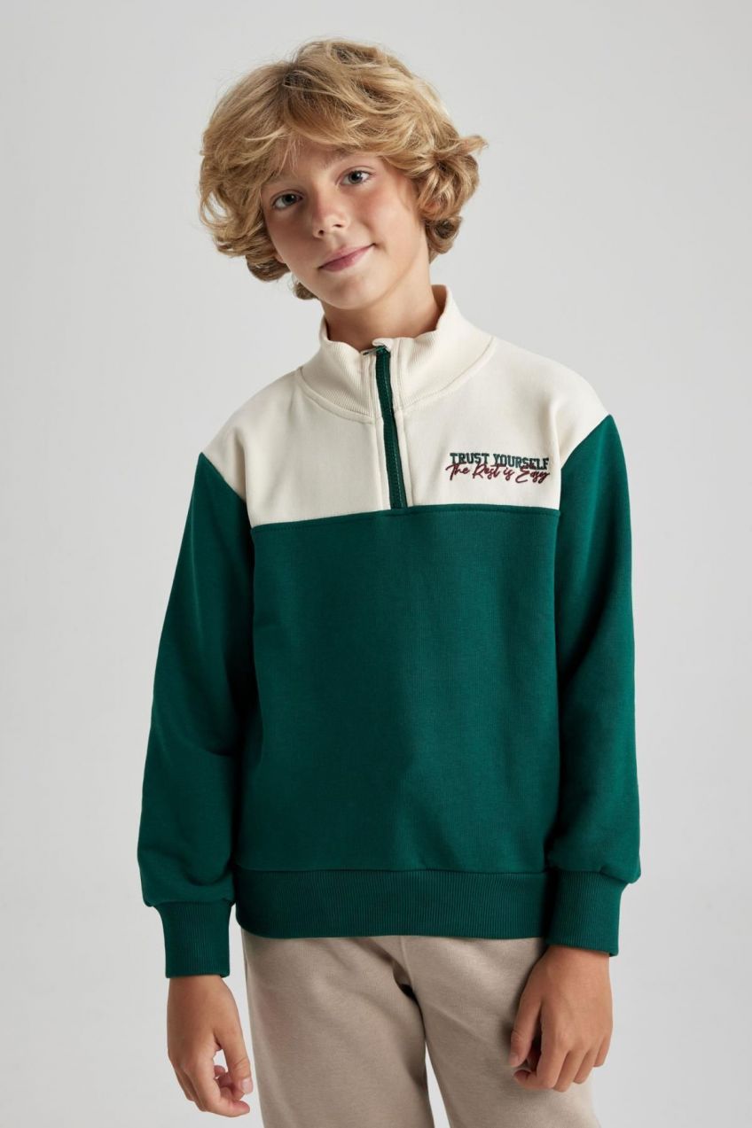 DEFACTO Boy's Half Zipper Sweatshirt