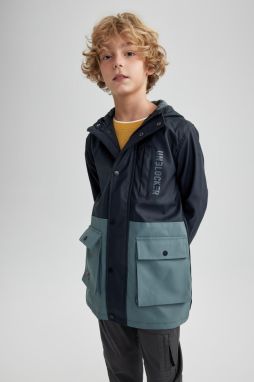DEFACTO Boys' Water Repellent Windproof Hooded Raincoat