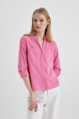 DEFACTO Regular Fit Long Sleeve Linen Look Shirt