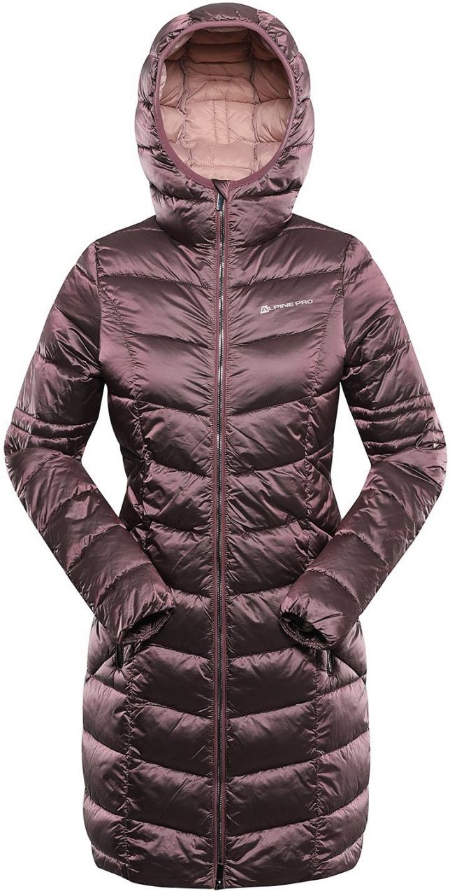 Long women's ultralight coat ALPINE PRO OREFA pink cosmos