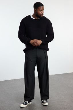 Trendyol Plus Size Anthracite Oversize/Wide Cut Hooded Fleece Sweatshirt