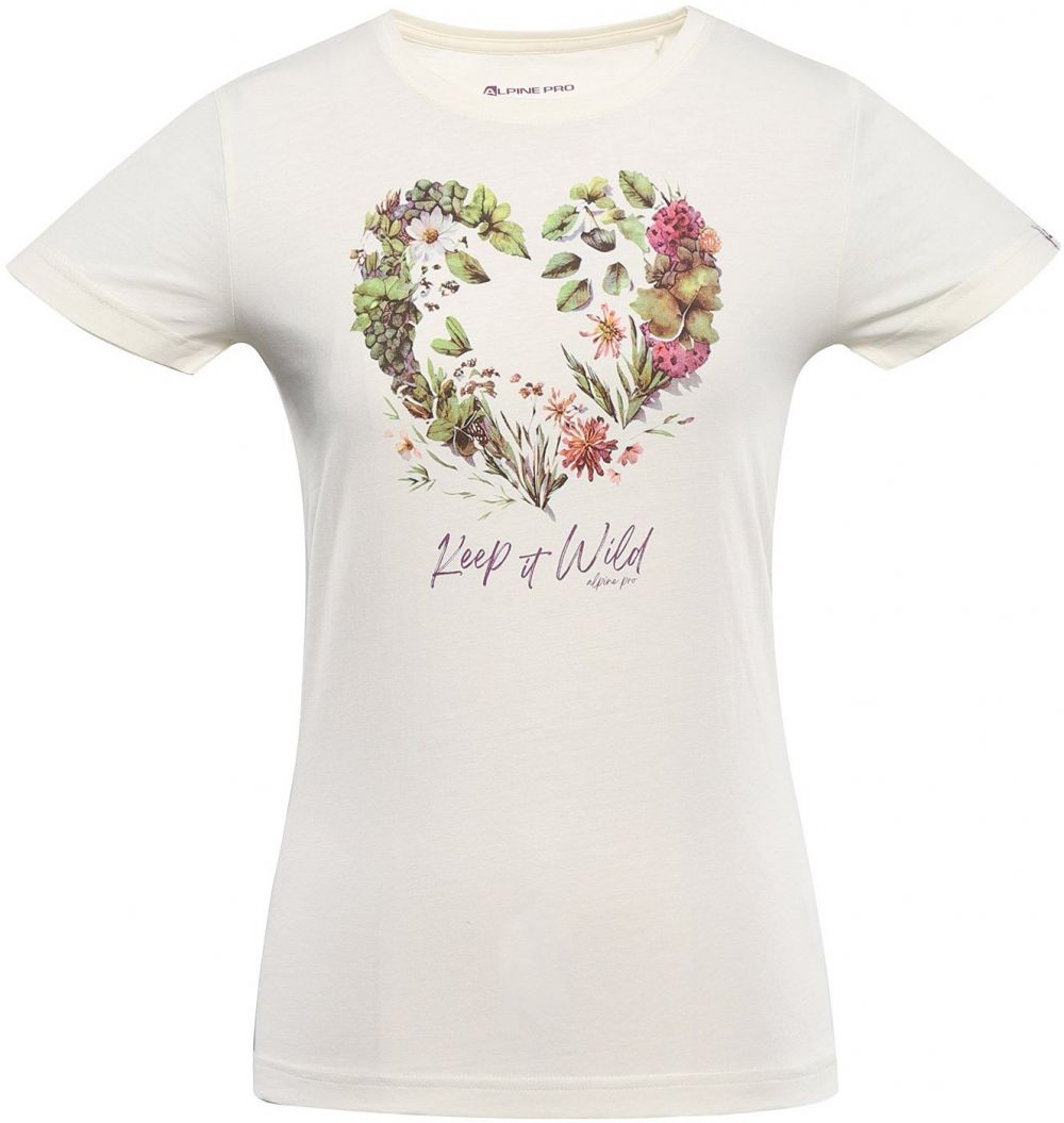 Women's cotton T-shirt ALPINE PRO ECOMA creme variant pa