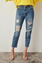 Trendyol Blue High Waist Mom Jeans Torn Detailed galéria