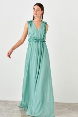 Trendyol Green shoulder detailed evening dress