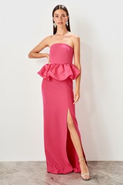 Trendyol Fuchsia Peplum detailed evening dress