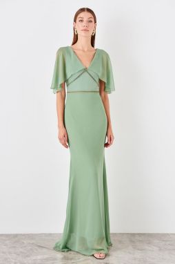 Trendyol Green Décolte detailed evening dress